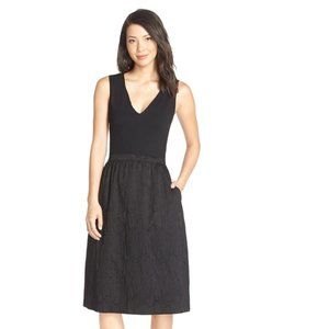 CYNTHIA STEFFE black faille & jacquard midi dress